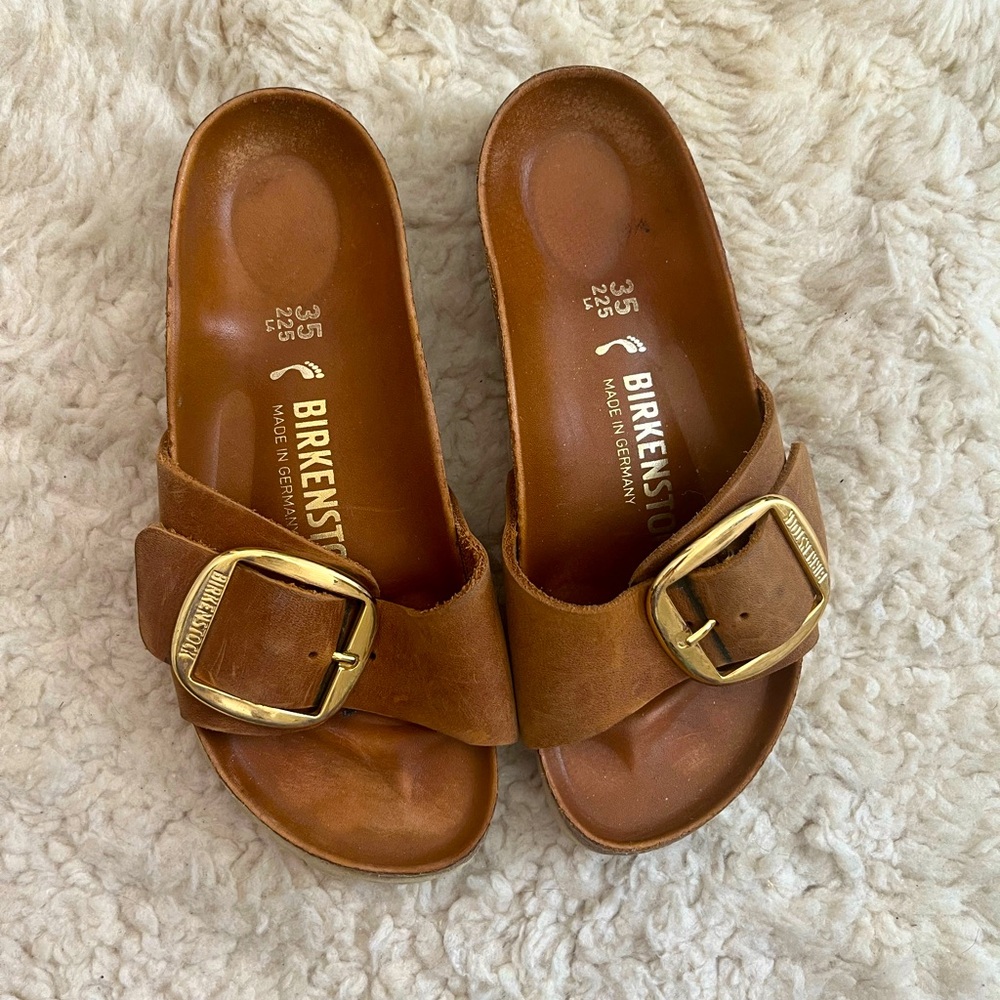 Birkenstock Oiled Leather Madrid Big Buckle in Cognac * runs large *